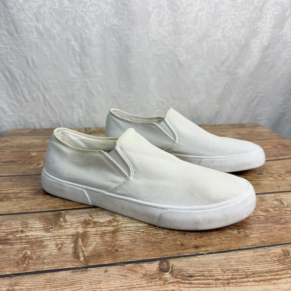 Vionic Womens White Canvas Slip On Sneakers Low Top Orthotic Comfort Shoes